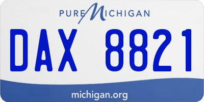 MI license plate DAX8821