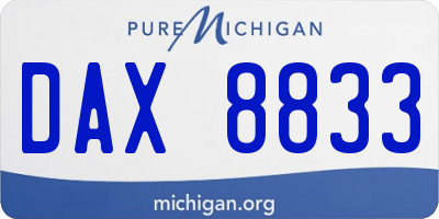 MI license plate DAX8833