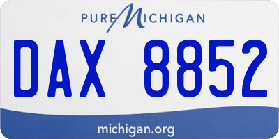 MI license plate DAX8852
