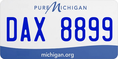 MI license plate DAX8899