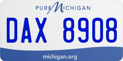 MI license plate DAX8908
