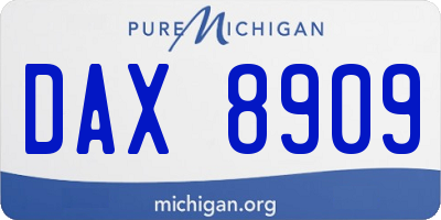 MI license plate DAX8909