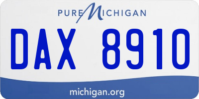 MI license plate DAX8910