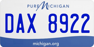 MI license plate DAX8922