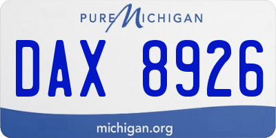 MI license plate DAX8926
