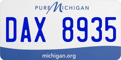 MI license plate DAX8935