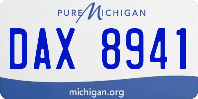 MI license plate DAX8941