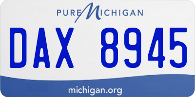 MI license plate DAX8945