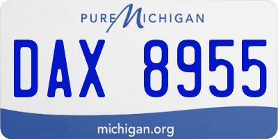 MI license plate DAX8955