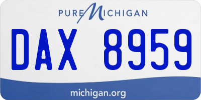 MI license plate DAX8959