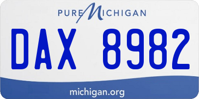 MI license plate DAX8982