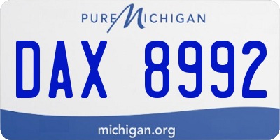 MI license plate DAX8992