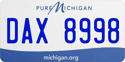 MI license plate DAX8998