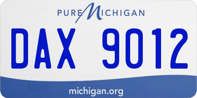 MI license plate DAX9012