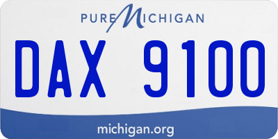 MI license plate DAX9100