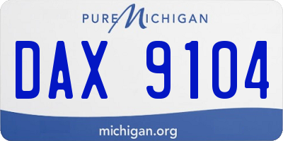 MI license plate DAX9104