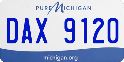 MI license plate DAX9120