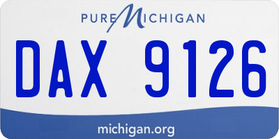 MI license plate DAX9126