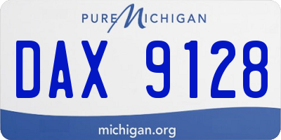 MI license plate DAX9128