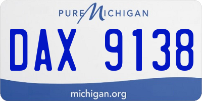 MI license plate DAX9138
