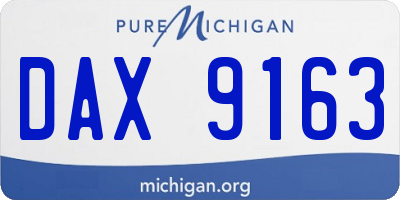 MI license plate DAX9163