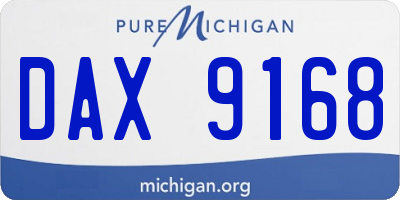 MI license plate DAX9168