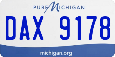 MI license plate DAX9178