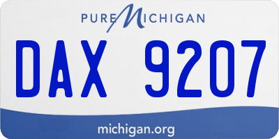 MI license plate DAX9207