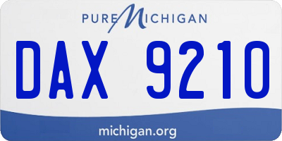 MI license plate DAX9210