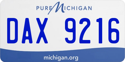MI license plate DAX9216