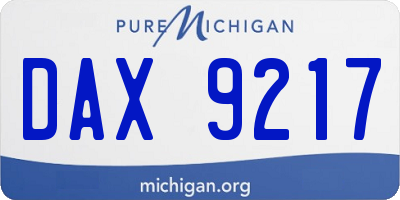 MI license plate DAX9217