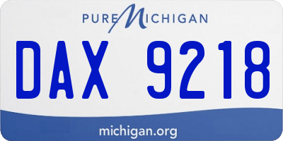 MI license plate DAX9218