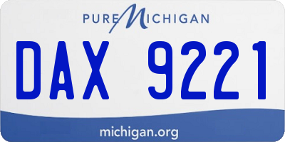 MI license plate DAX9221
