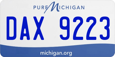 MI license plate DAX9223