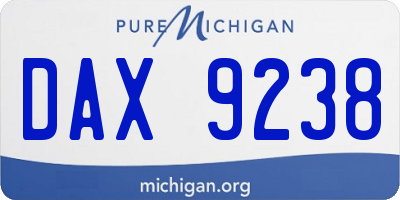 MI license plate DAX9238