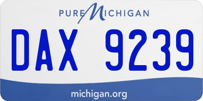 MI license plate DAX9239