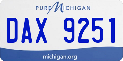 MI license plate DAX9251