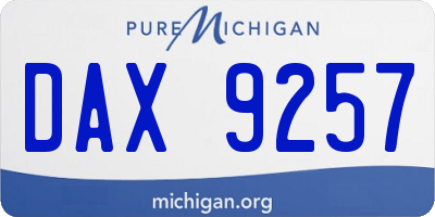 MI license plate DAX9257