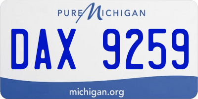 MI license plate DAX9259