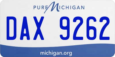 MI license plate DAX9262