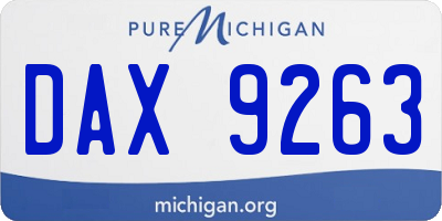 MI license plate DAX9263
