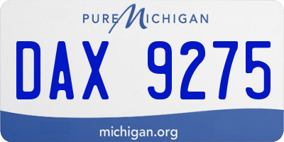 MI license plate DAX9275
