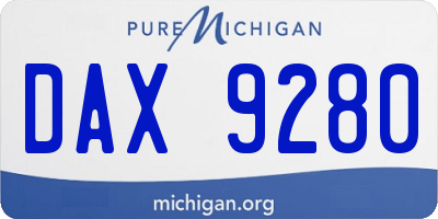 MI license plate DAX9280