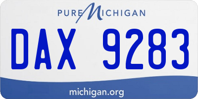 MI license plate DAX9283