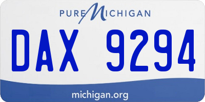 MI license plate DAX9294