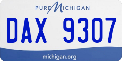 MI license plate DAX9307