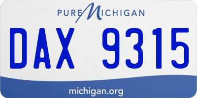 MI license plate DAX9315