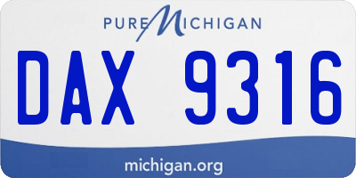 MI license plate DAX9316