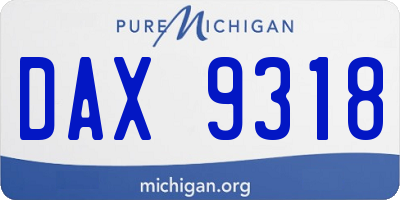 MI license plate DAX9318