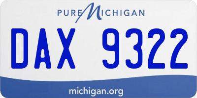 MI license plate DAX9322